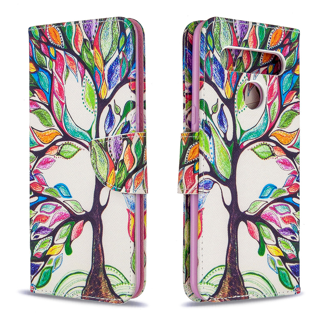 Pattern Printing Stand Leather Wallet Mobile Case for LG K61