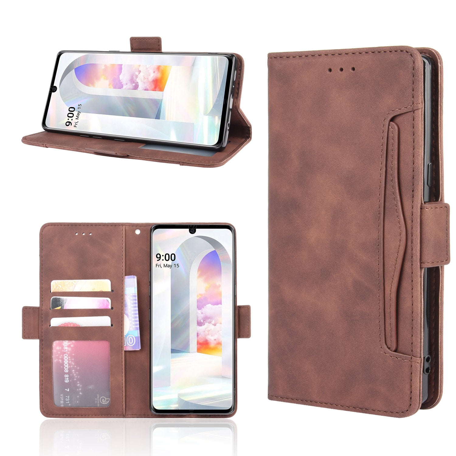 Wallet Leather Phone Case with Multiple Card Slots for LG Velvet