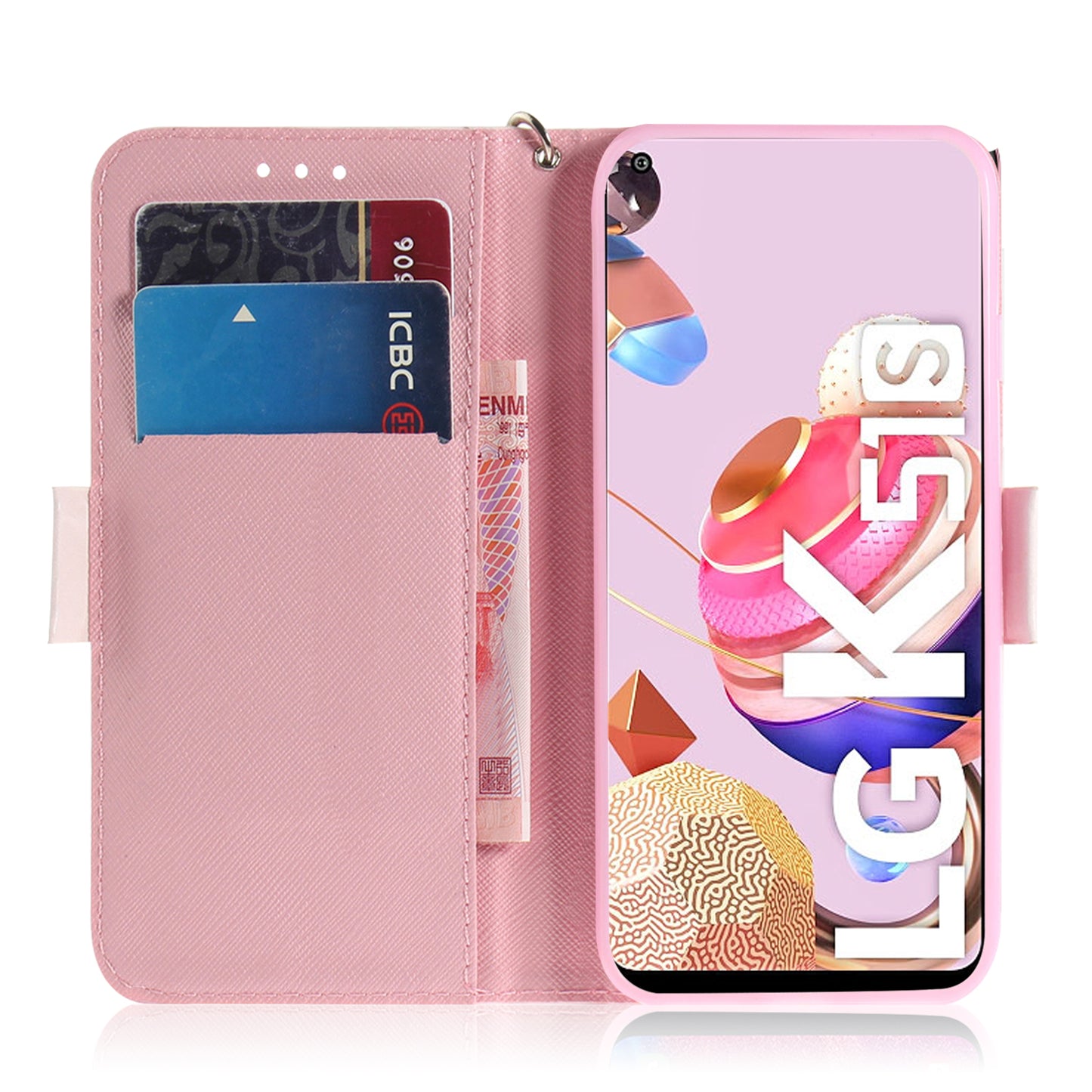 Pattern Printing Light Spot Decor Leather Wallet Casing with Lanyard for LG K41S / LG K51S