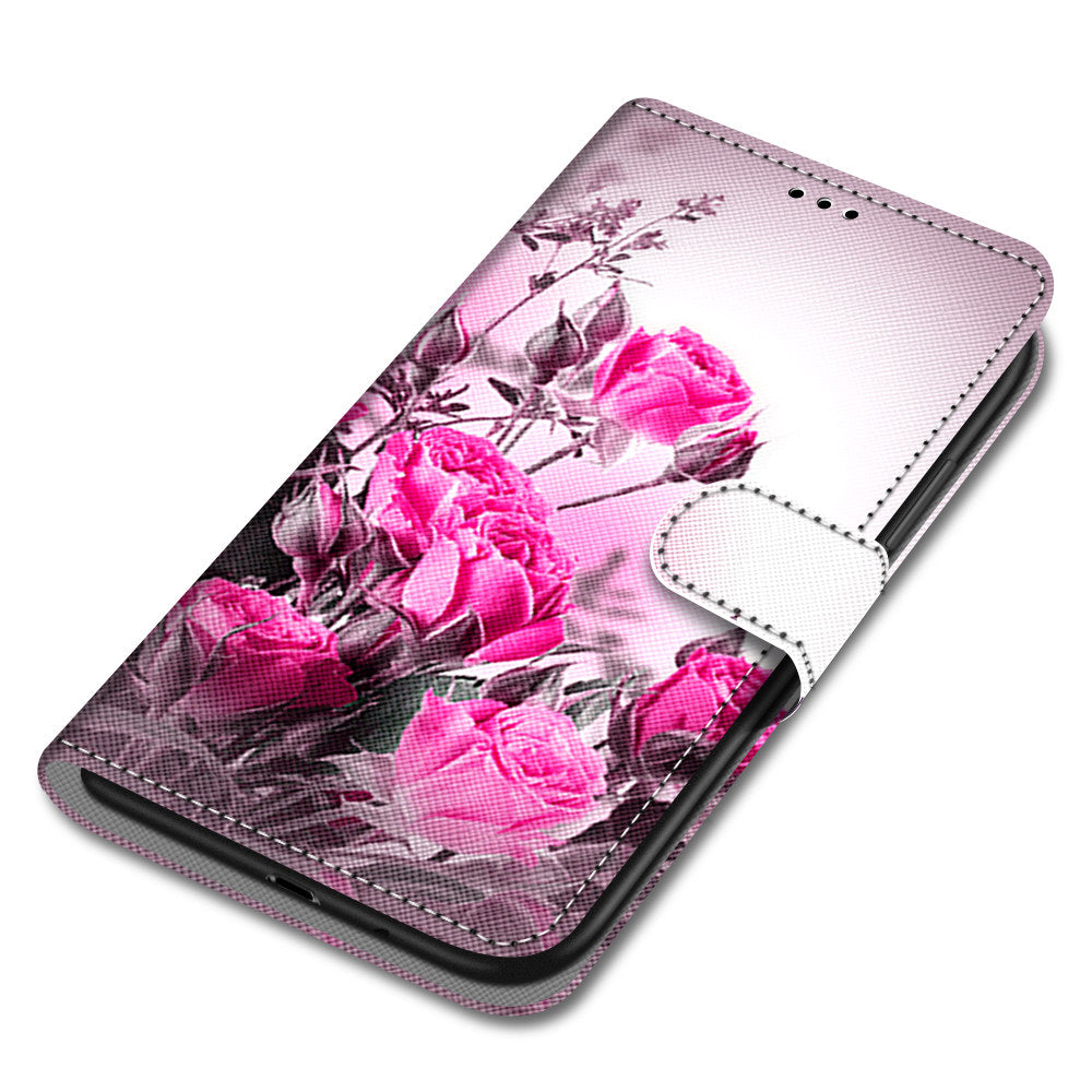 Patterned Cross Texture Protector Leather Wallet Cover with Strap for LG K61