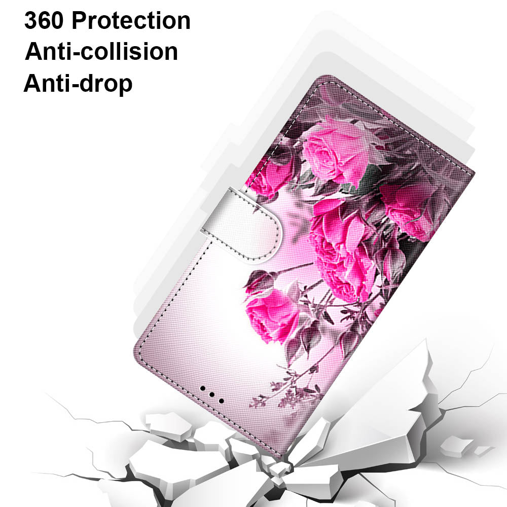 Patterned Cross Texture Protector Leather Wallet Cover with Strap for LG K61