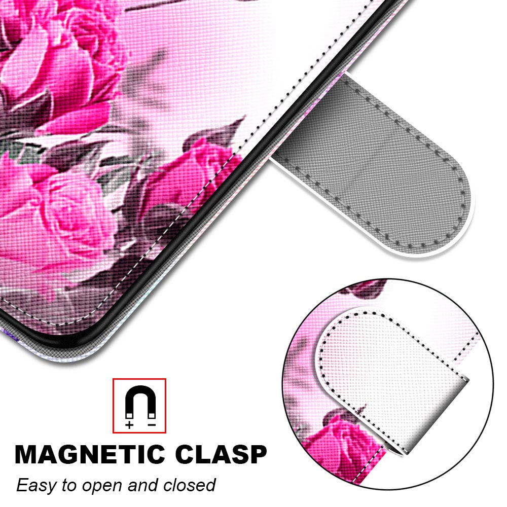 Patterned Cross Texture Protector Leather Wallet Cover with Strap for LG K61