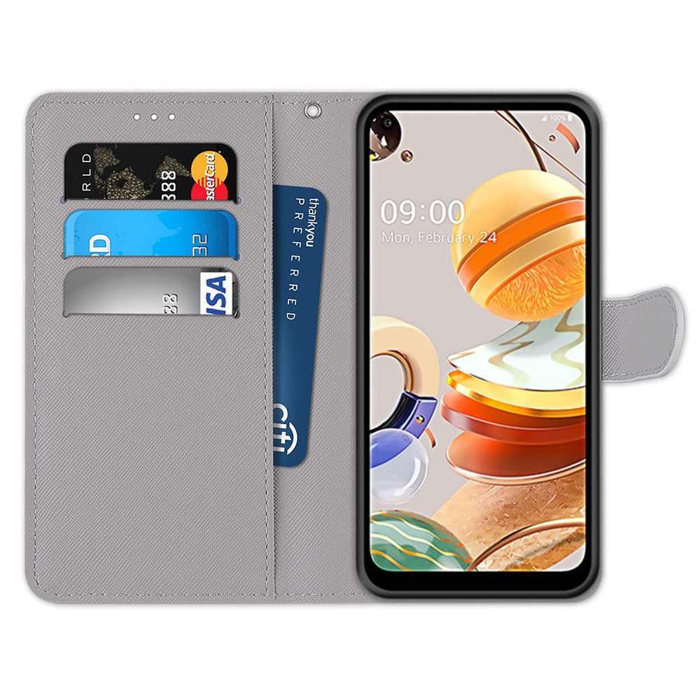 Patterned Cross Texture Protector Leather Wallet Cover with Strap for LG K61