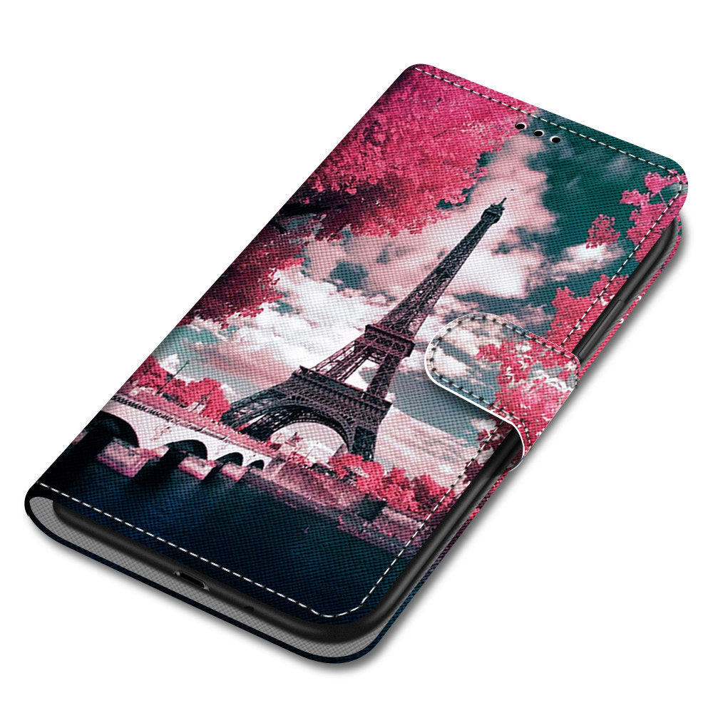 Patterned Cross Texture Protector Leather Wallet Cover with Strap for LG K61