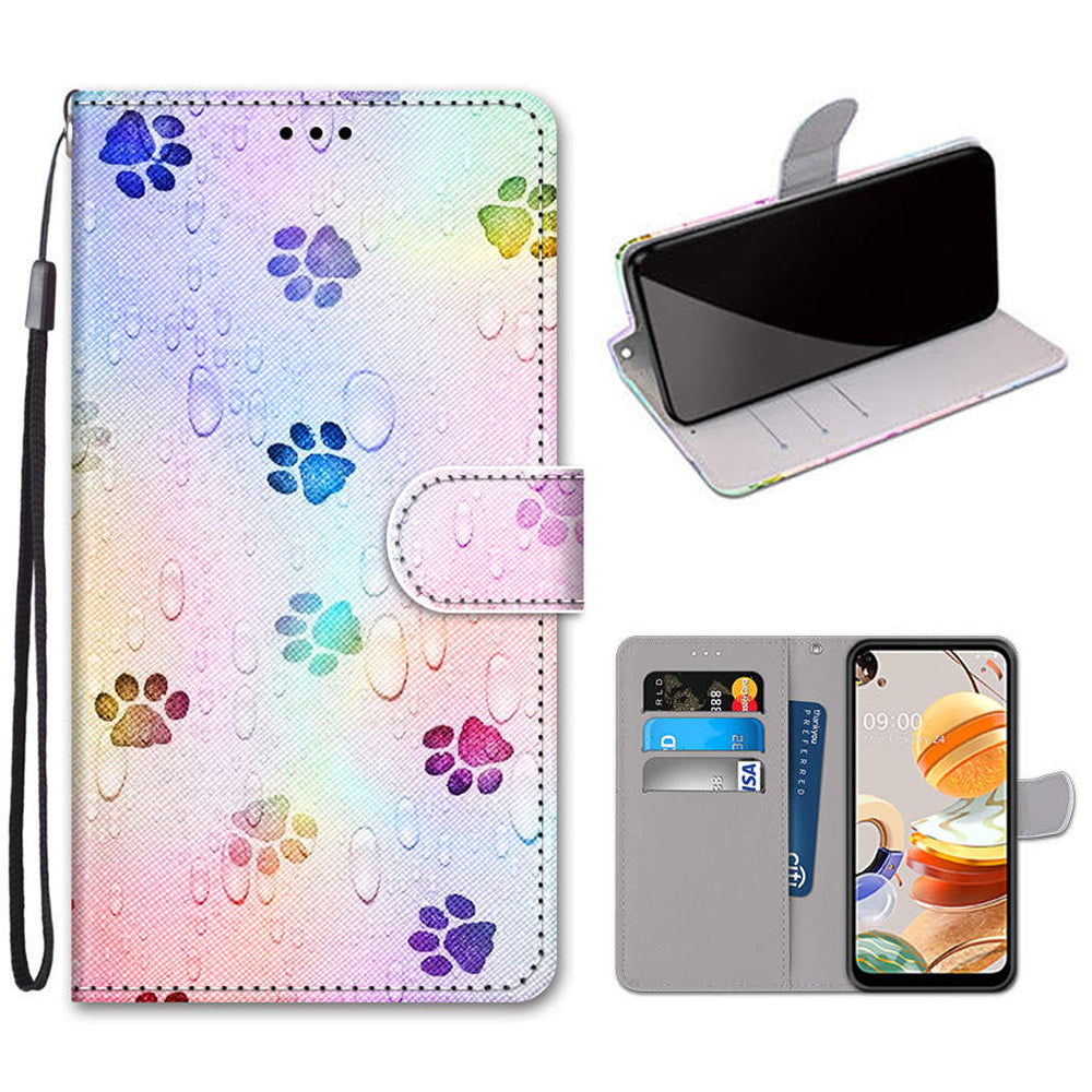 Patterned Cross Texture Protector Leather Wallet Cover with Strap for LG K61