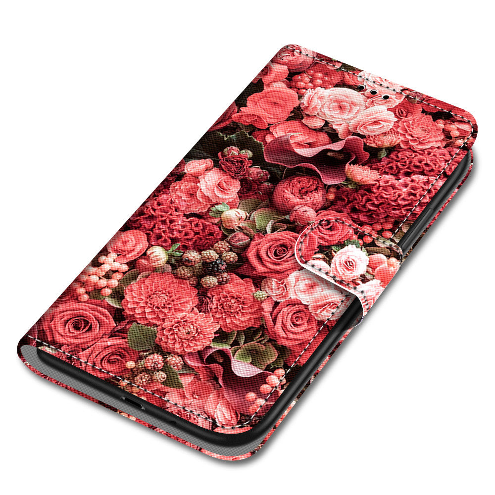 Patterned Cross Texture Protector Leather Wallet Cover with Strap for LG K61
