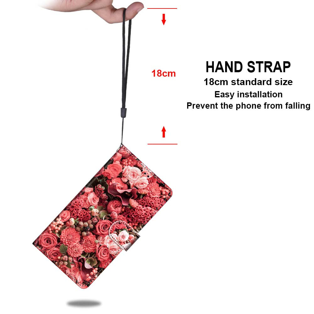 Patterned Cross Texture Protector Leather Wallet Cover with Strap for LG K61