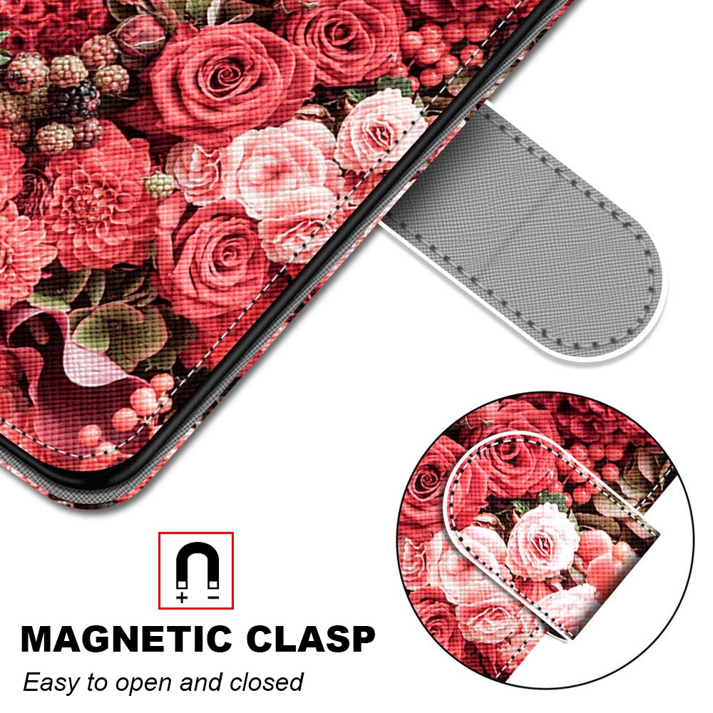 Patterned Cross Texture Protector Leather Wallet Cover with Strap for LG K61