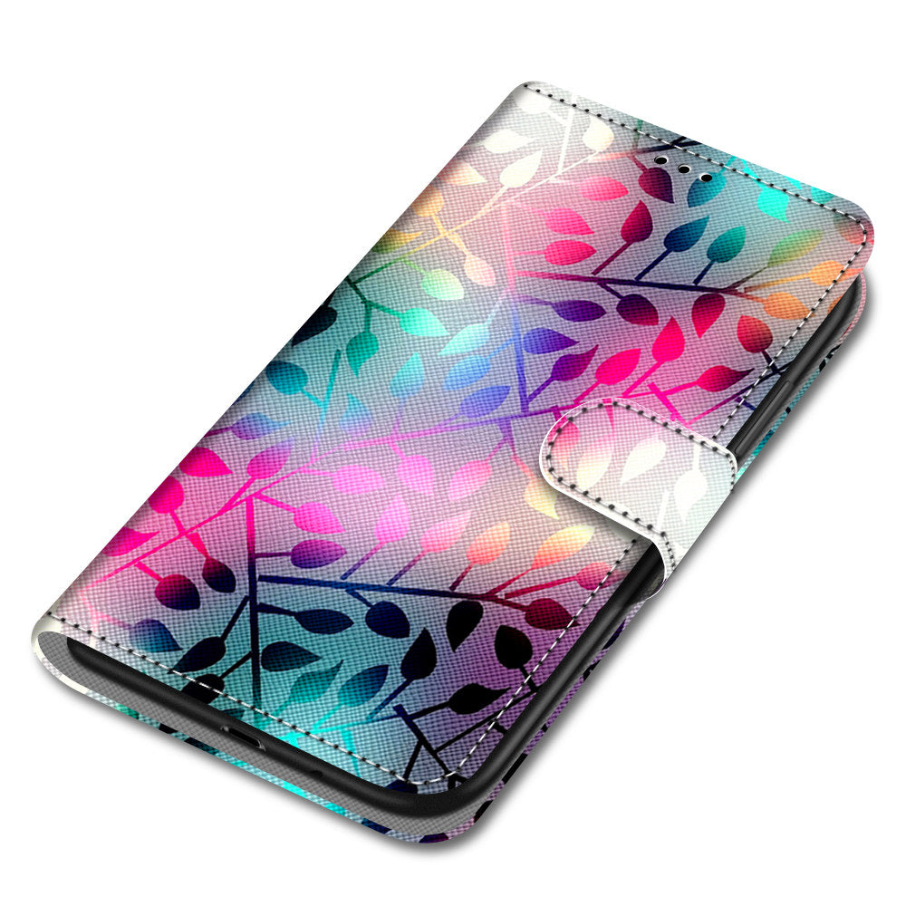 Patterned Cross Texture Protector Leather Wallet Cover with Strap for LG K61