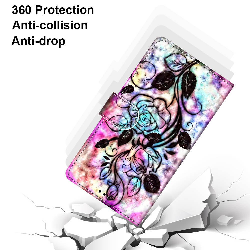 Patterned Cross Texture Protector Leather Wallet Cover with Strap for LG K61
