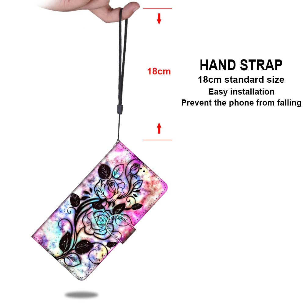 Patterned Cross Texture Protector Leather Wallet Cover with Strap for LG K61