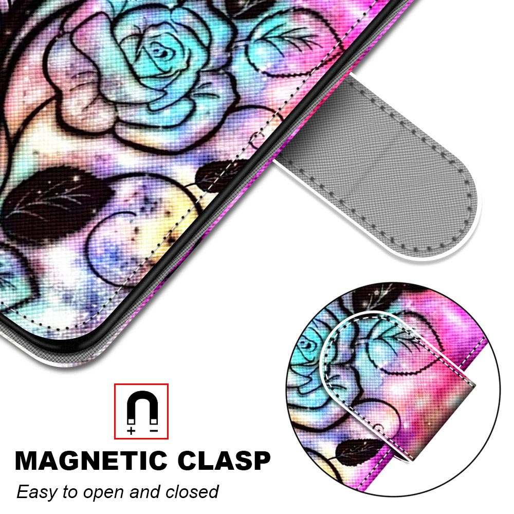 Patterned Cross Texture Protector Leather Wallet Cover with Strap for LG K61