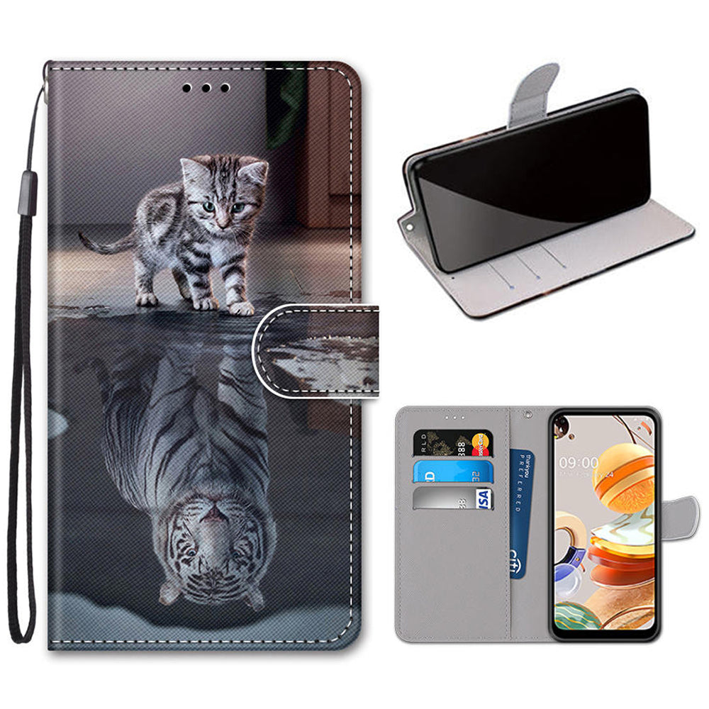 Patterned Cross Texture Protector Leather Wallet Cover with Strap for LG K61