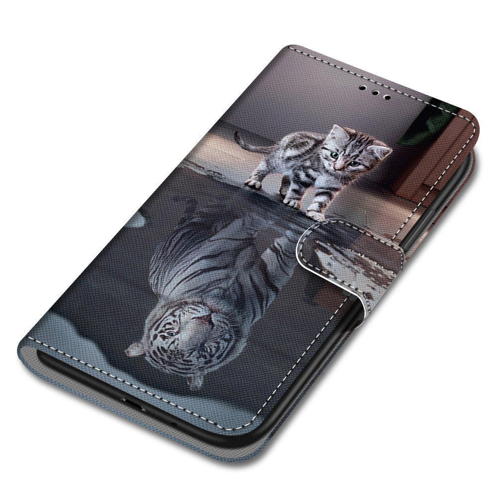 Patterned Cross Texture Protector Leather Wallet Cover with Strap for LG K61