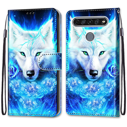 Patterned Cross Texture Protector Leather Wallet Cover with Strap for LG K61