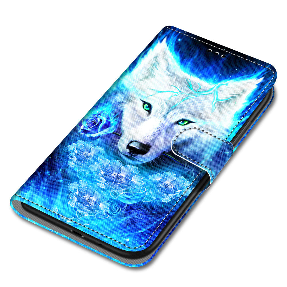 Patterned Cross Texture Protector Leather Wallet Cover with Strap for LG K61