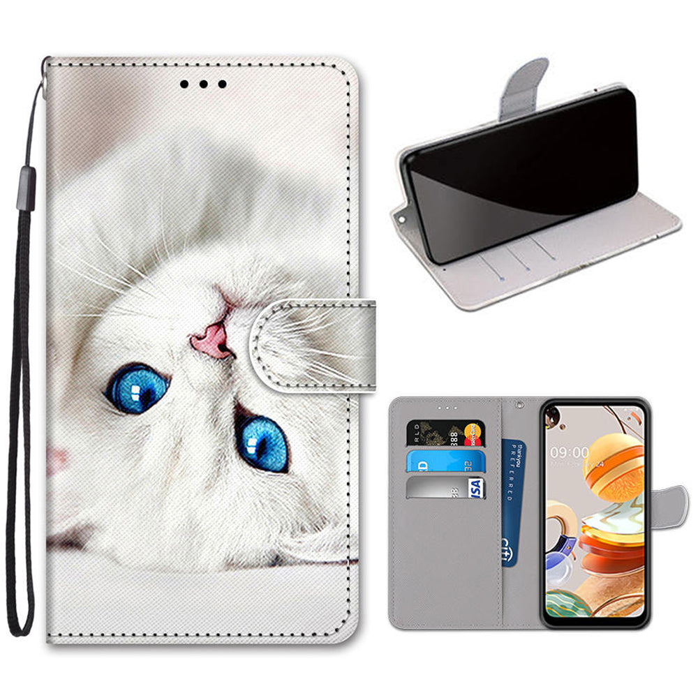 Patterned Cross Texture Protector Leather Wallet Cover with Strap for LG K61