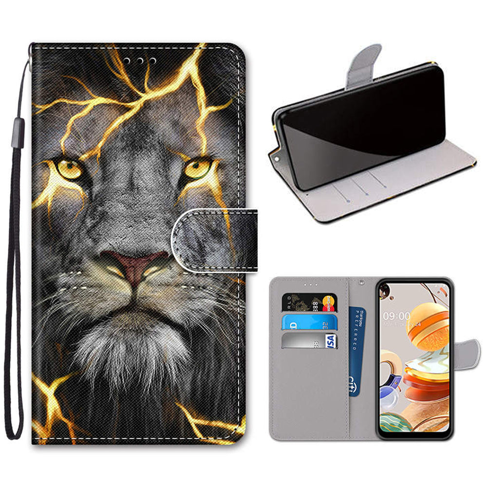 Patterned Cross Texture Protector Leather Wallet Cover with Strap for LG K61