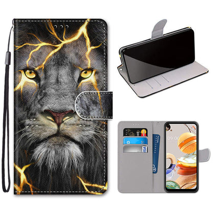 Patterned Cross Texture Protector Leather Wallet Cover with Strap for LG K61