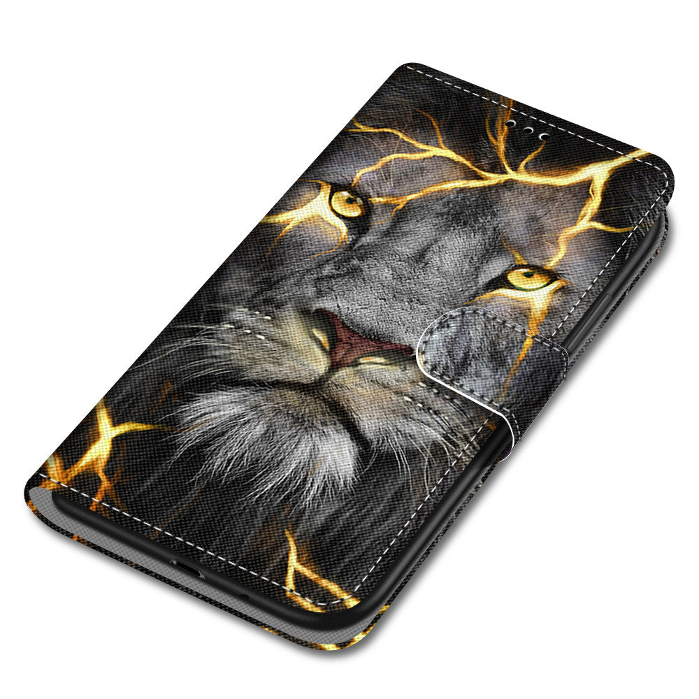 Patterned Cross Texture Protector Leather Wallet Cover with Strap for LG K61
