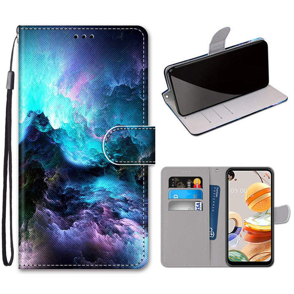 Patterned Cross Texture Protector Leather Wallet Cover with Strap for LG K61
