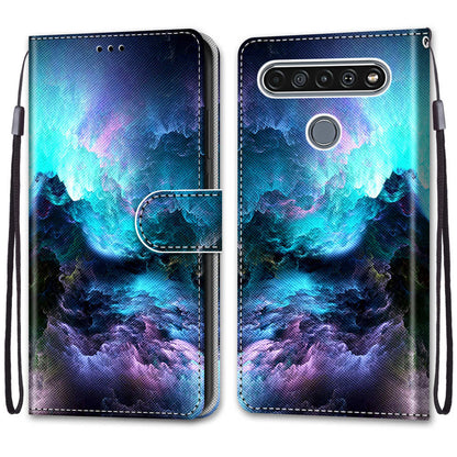 Patterned Cross Texture Protector Leather Wallet Cover with Strap for LG K61