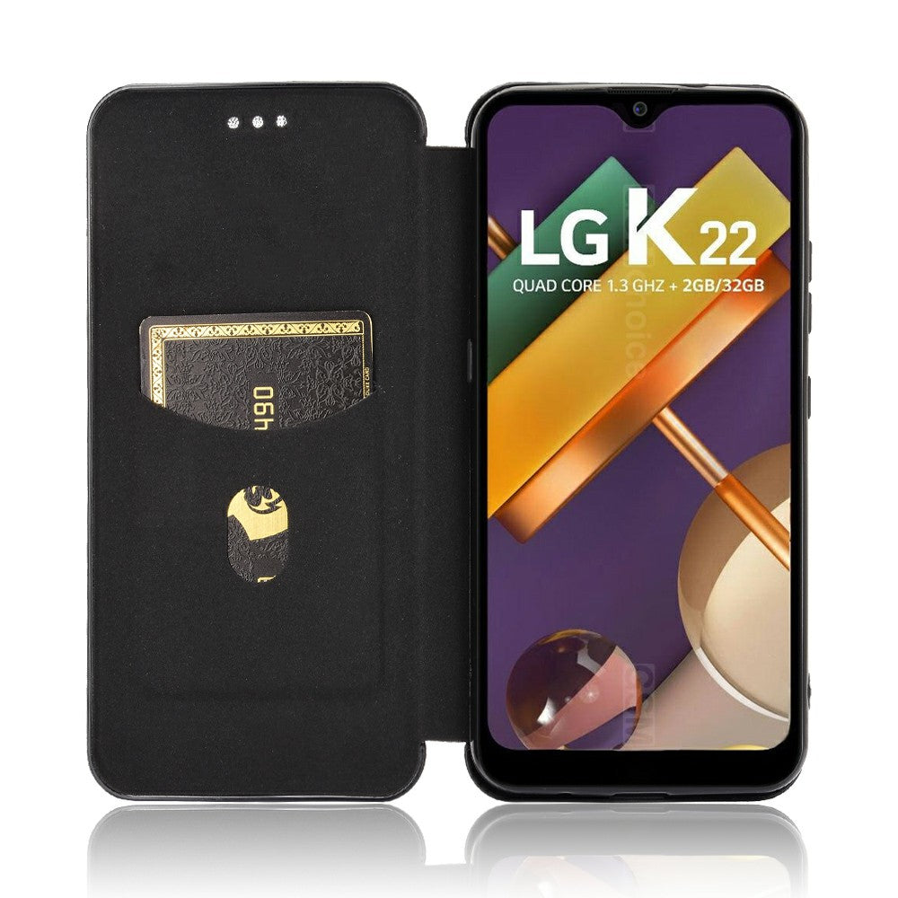 Carbon Fiber Skin Leather Auto-absorbed Phone Cover for LG K22