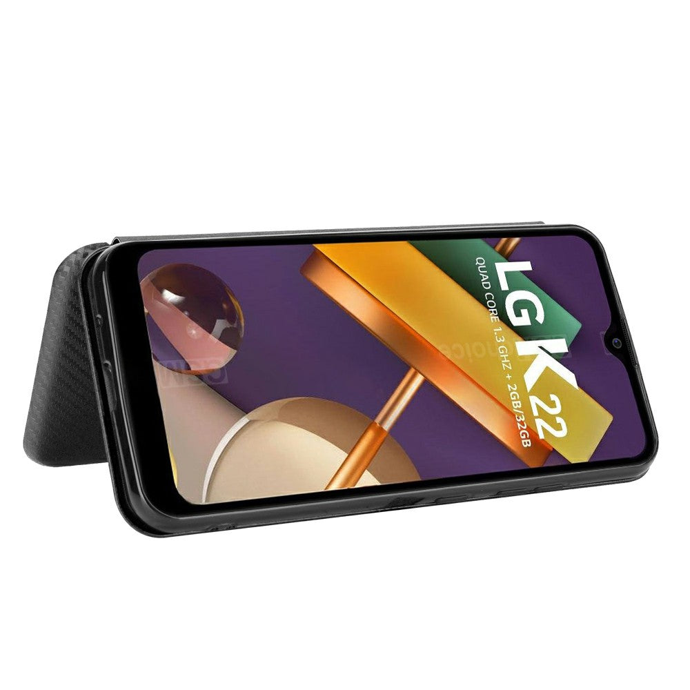 Carbon Fiber Skin Leather Auto-absorbed Phone Cover for LG K22