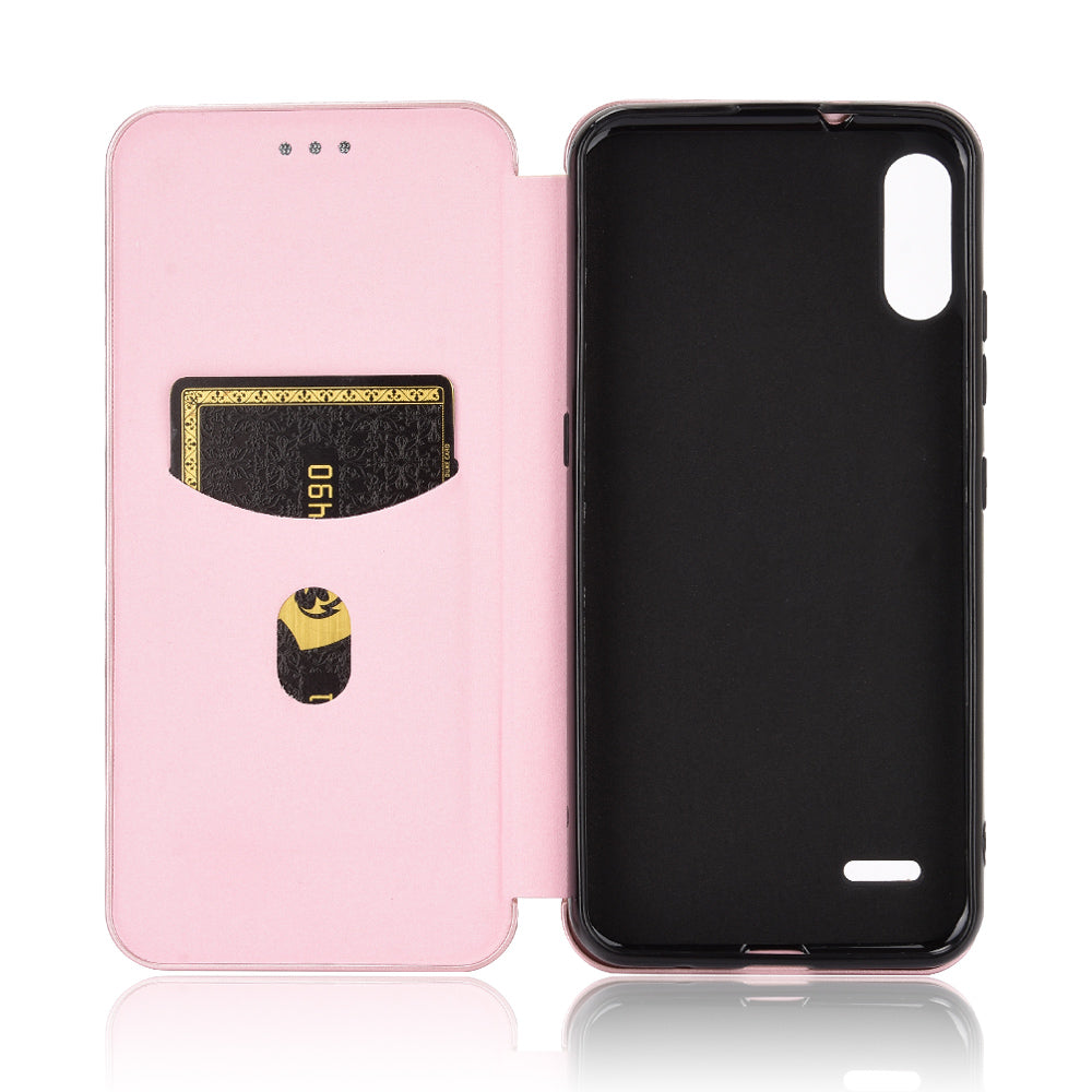 Carbon Fiber Skin Leather Auto-absorbed Phone Cover for LG K22