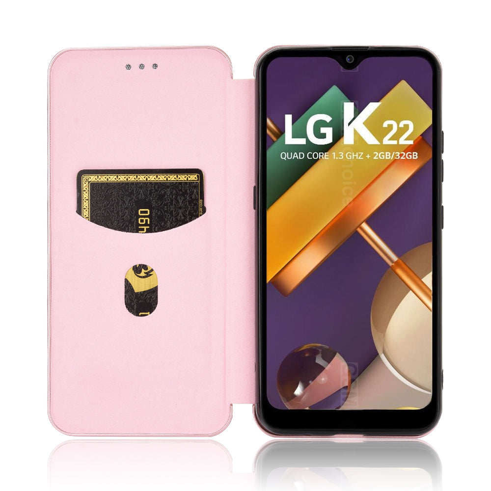 Carbon Fiber Skin Leather Auto-absorbed Phone Cover for LG K22