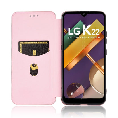 Carbon Fiber Skin Leather Auto-absorbed Phone Cover for LG K22