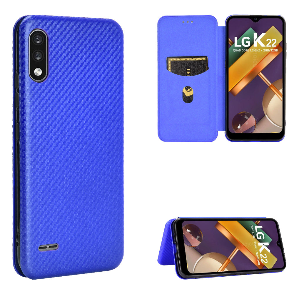 Carbon Fiber Skin Leather Auto-absorbed Phone Cover for LG K22