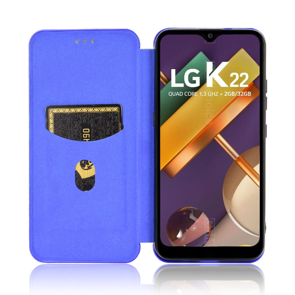 Carbon Fiber Skin Leather Auto-absorbed Phone Cover for LG K22