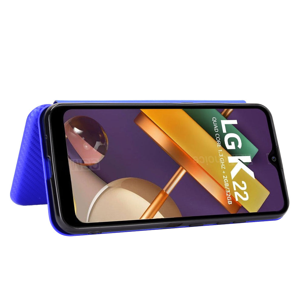 Carbon Fiber Skin Leather Auto-absorbed Phone Cover for LG K22
