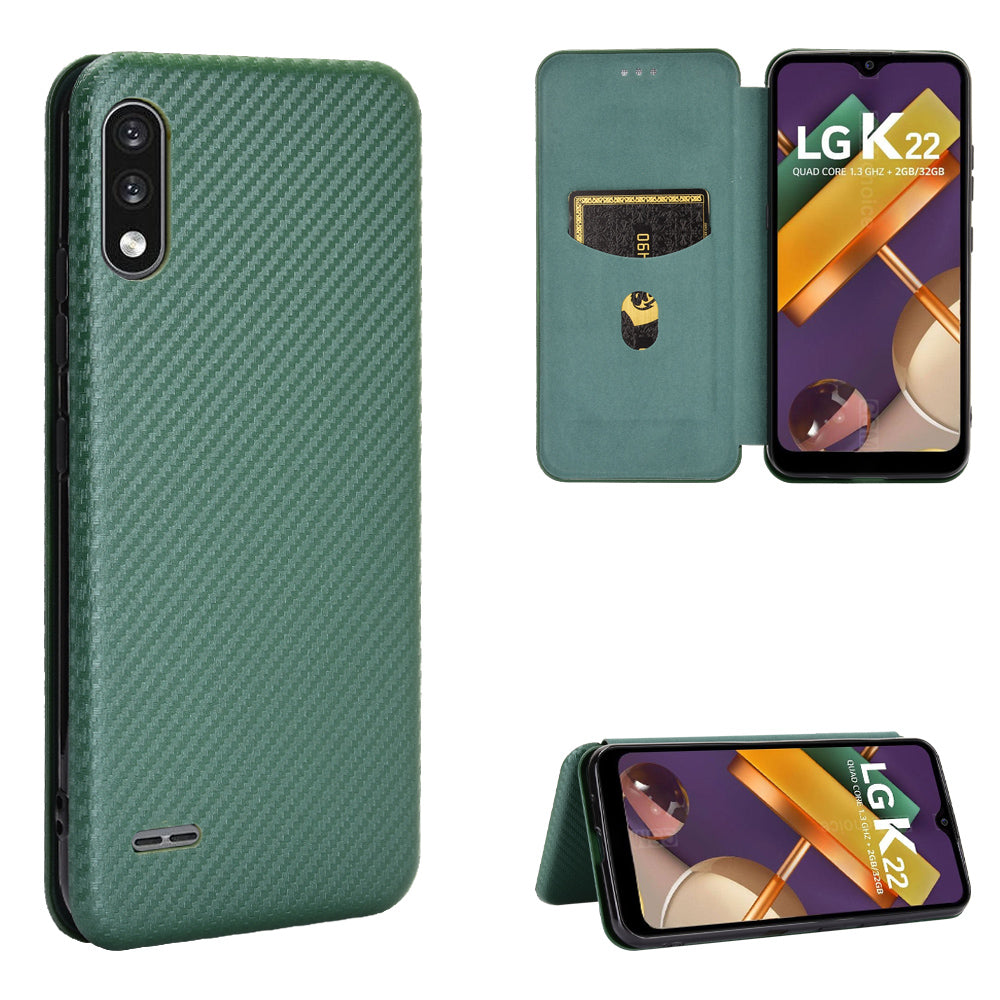 Carbon Fiber Skin Leather Auto-absorbed Phone Cover for LG K22