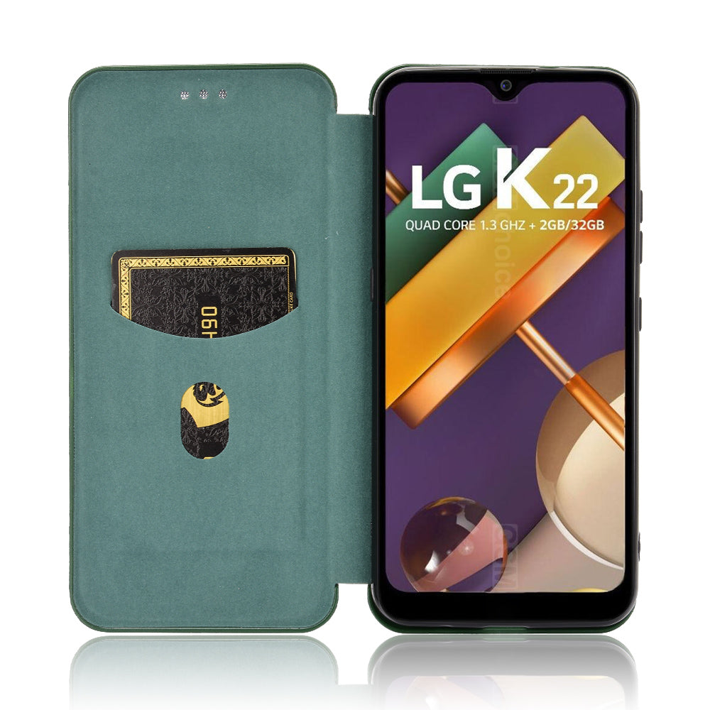Carbon Fiber Skin Leather Auto-absorbed Phone Cover for LG K22