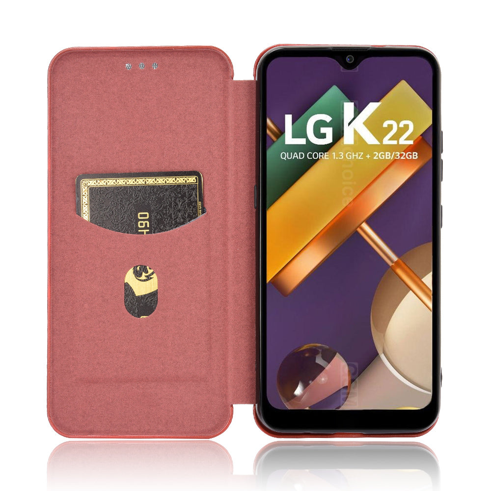 Carbon Fiber Skin Leather Auto-absorbed Phone Cover for LG K22
