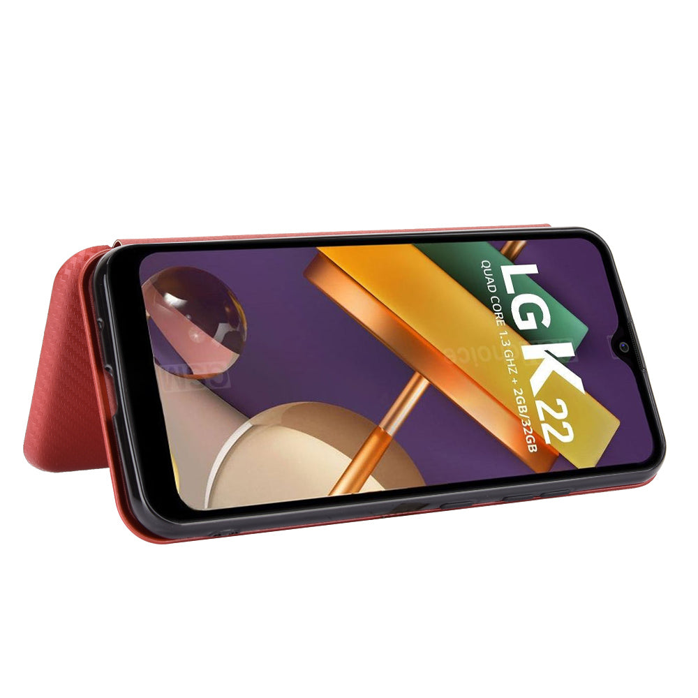 Carbon Fiber Skin Leather Auto-absorbed Phone Cover for LG K22