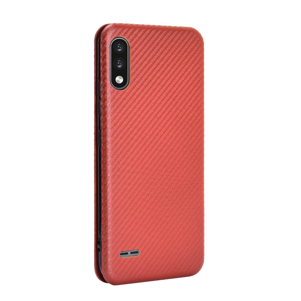 Carbon Fiber Skin Leather Auto-absorbed Phone Cover for LG K22