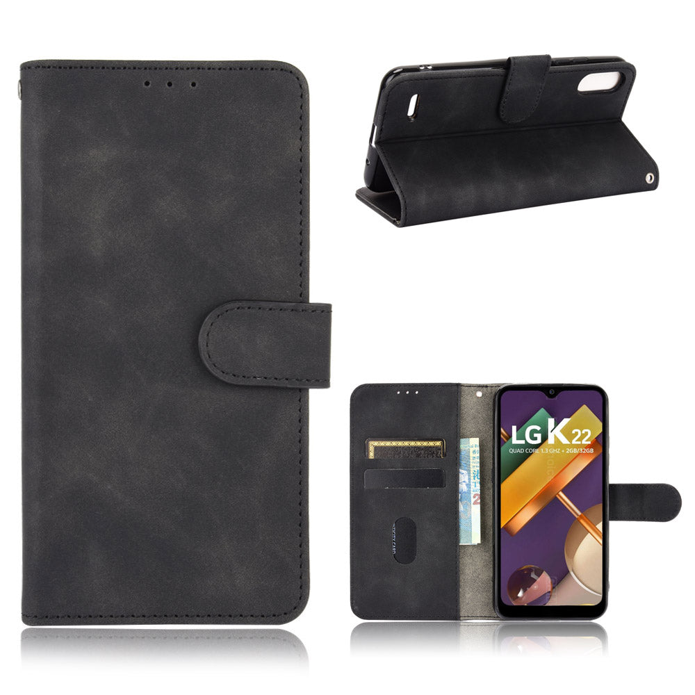 Skin-Touch Leather Phone Case with Card Slots and Cash Pocket for LG K22