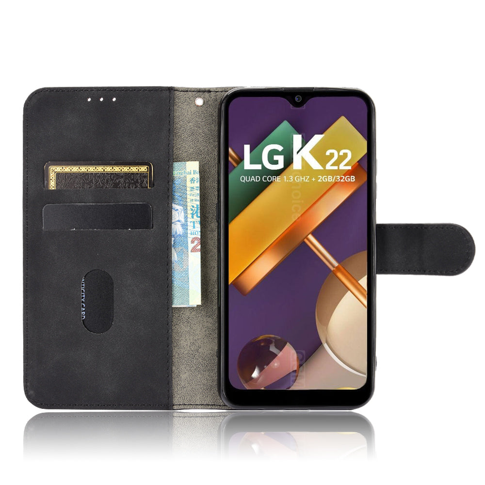 Skin-Touch Leather Phone Case with Card Slots and Cash Pocket for LG K22