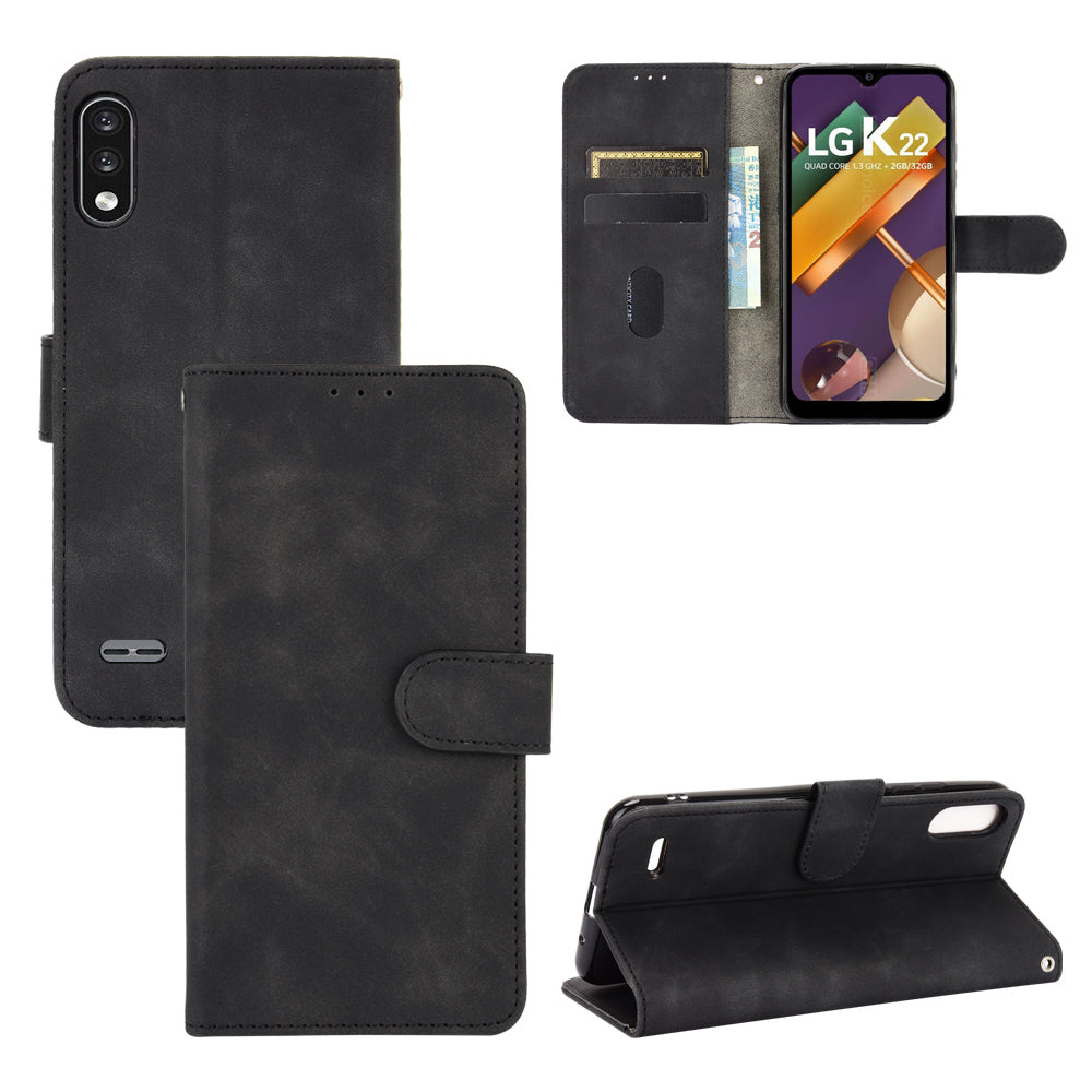 Skin-Touch Leather Phone Case with Card Slots and Cash Pocket for LG K22