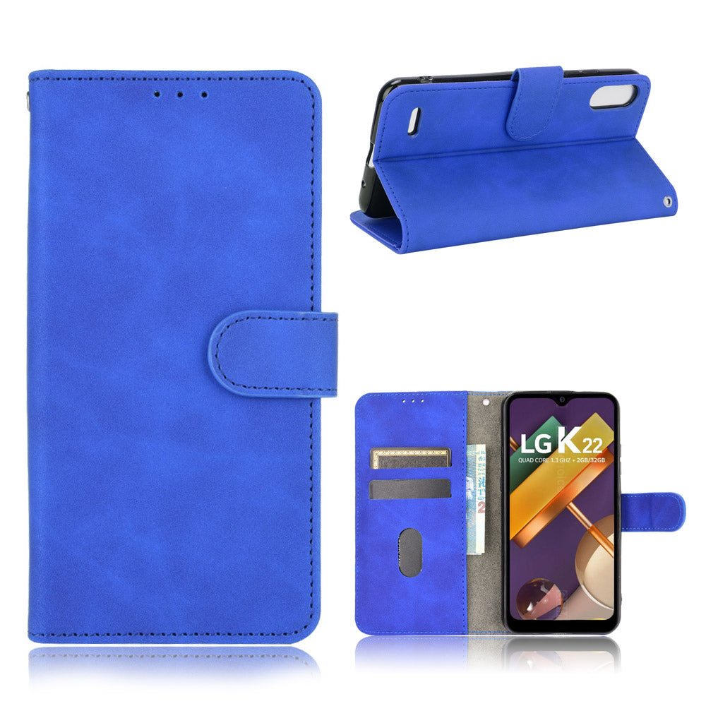 Skin-Touch Leather Phone Case with Card Slots and Cash Pocket for LG K22