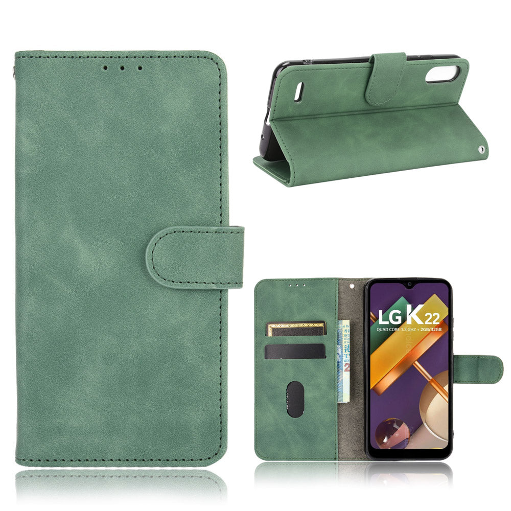 Skin-Touch Leather Phone Case with Card Slots and Cash Pocket for LG K22