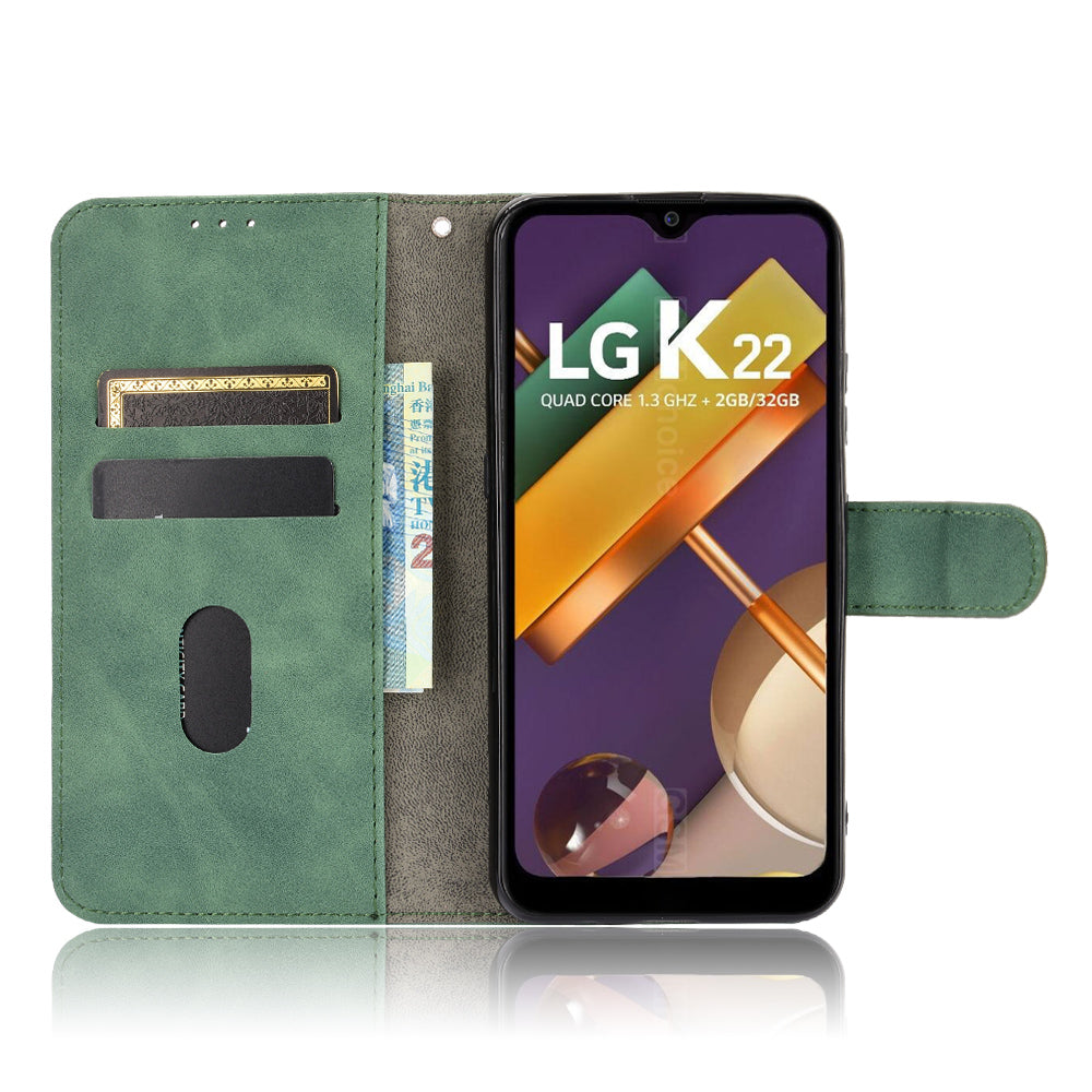 Skin-Touch Leather Phone Case with Card Slots and Cash Pocket for LG K22