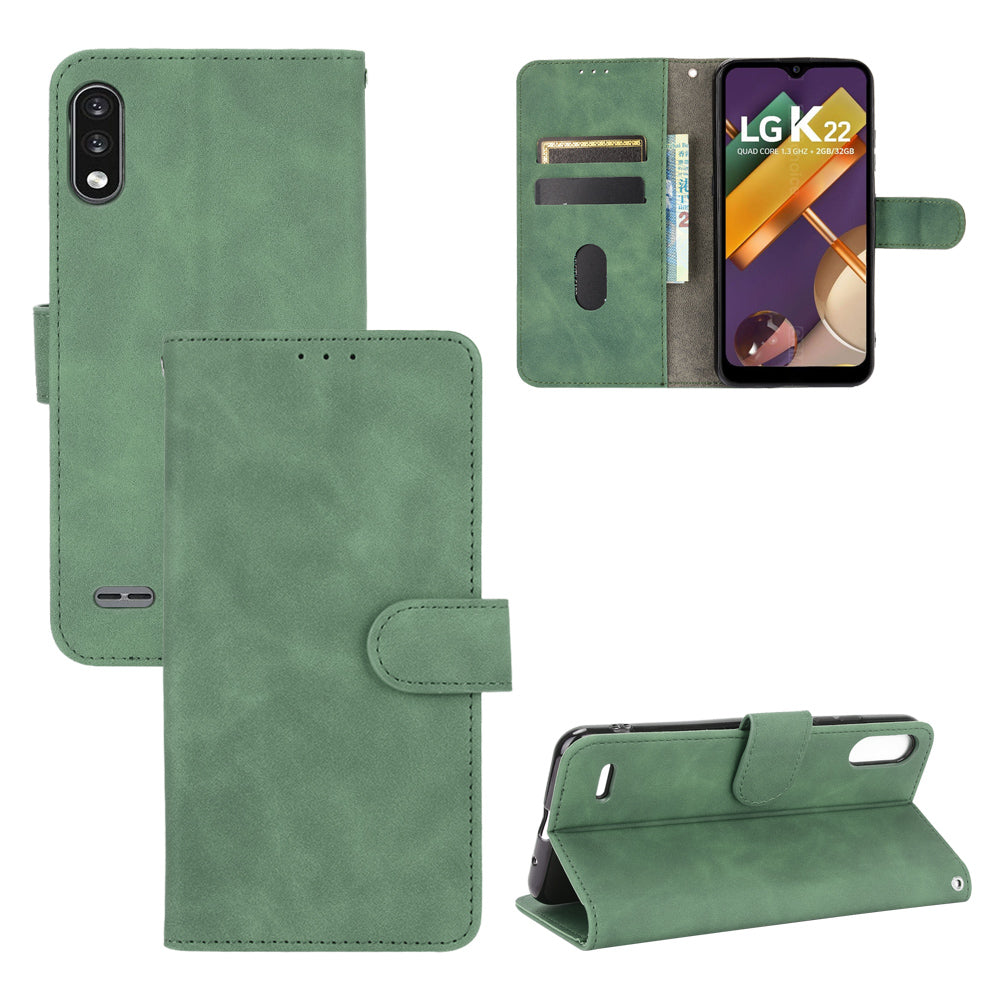 Skin-Touch Leather Phone Case with Card Slots and Cash Pocket for LG K22