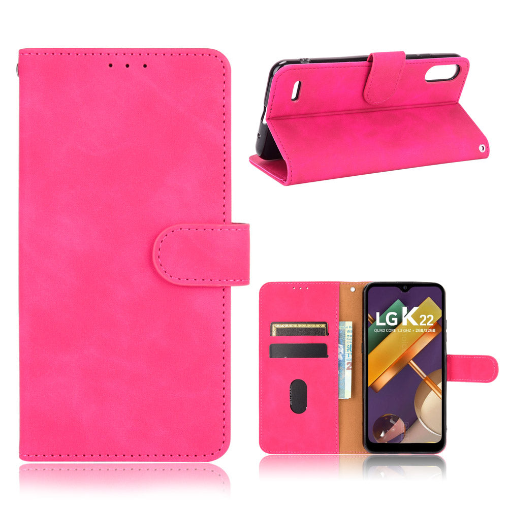 Skin-Touch Leather Phone Case with Card Slots and Cash Pocket for LG K22