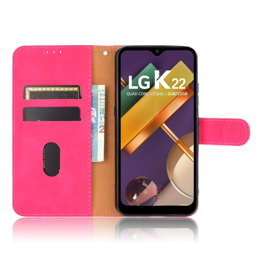 Skin-Touch Leather Phone Case with Card Slots and Cash Pocket for LG K22