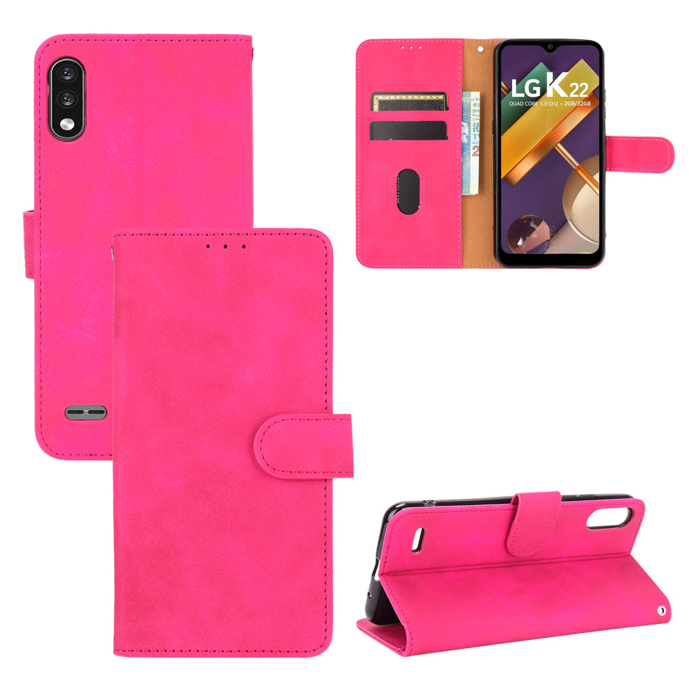 Skin-Touch Leather Phone Case with Card Slots and Cash Pocket for LG K22