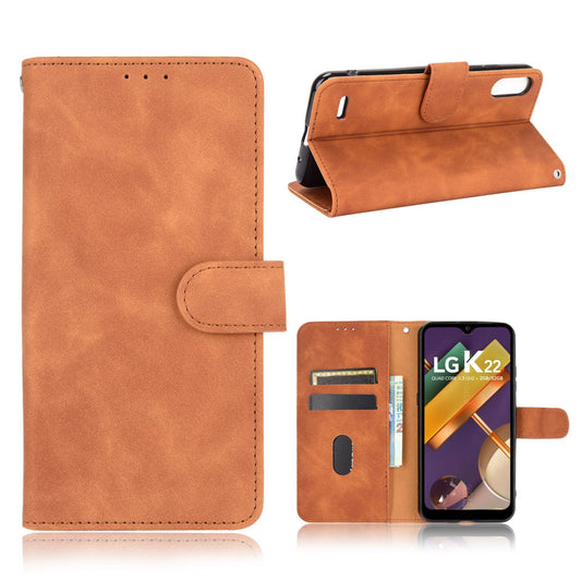 Skin-Touch Leather Phone Case with Card Slots and Cash Pocket for LG K22